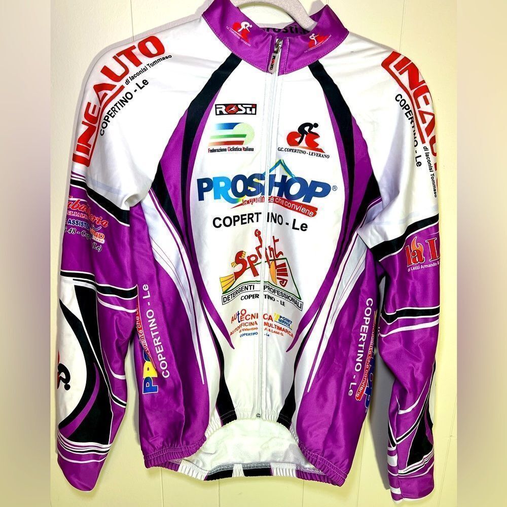 ITALY Rosti Cycling Biking Fleece Jersey Coat Long Sleeve MENS Large